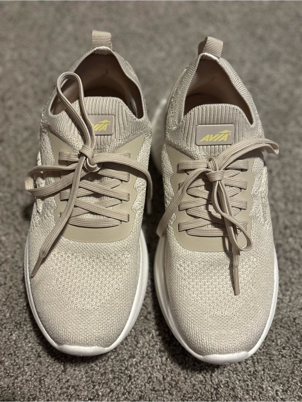 🌸Avia Women’s Knit Lace-Up Sneakers - Light Beige